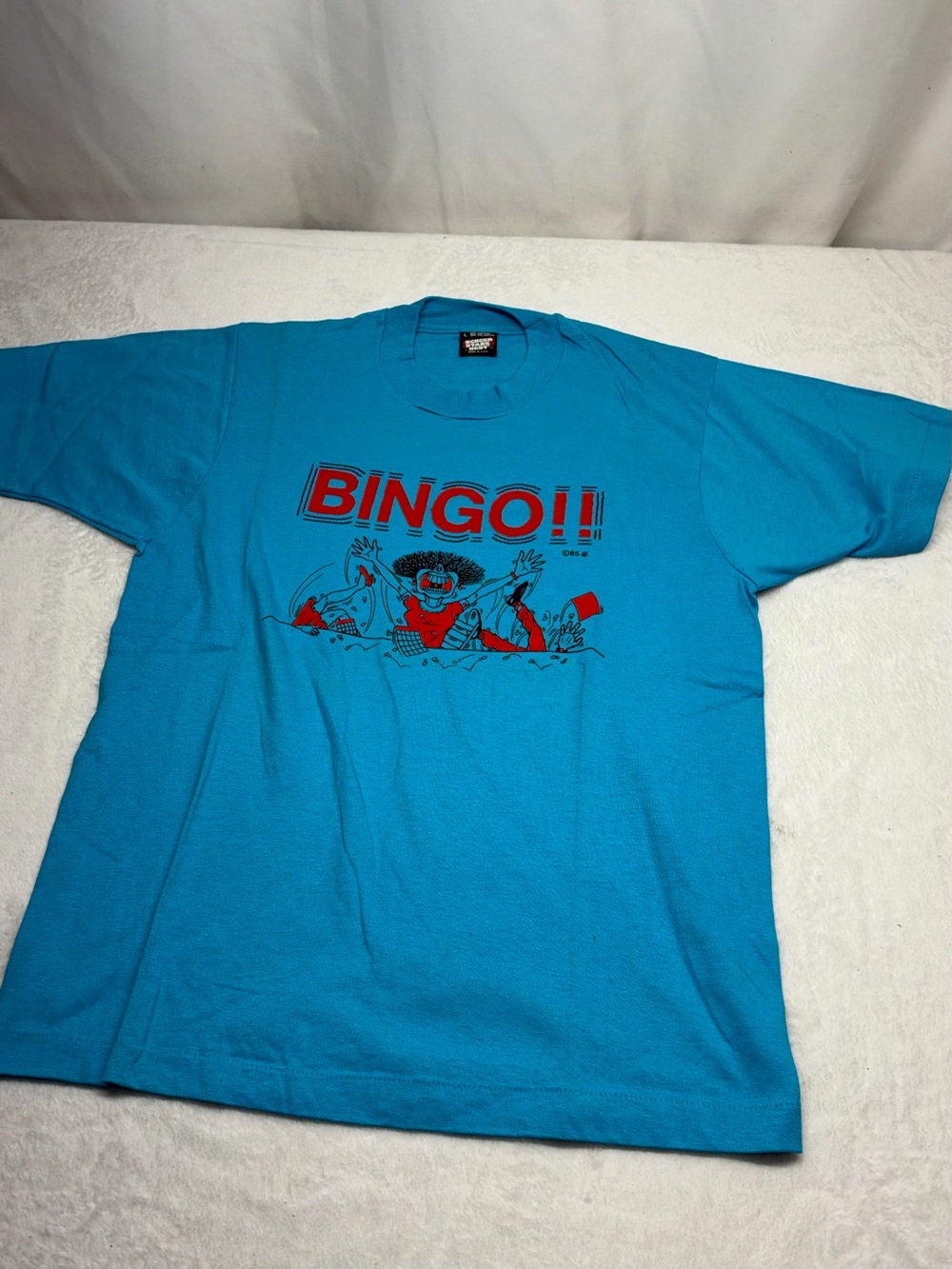 Vintage 1985 BINGO Graphic T Shirt Screen Stars Size L Single Stitch